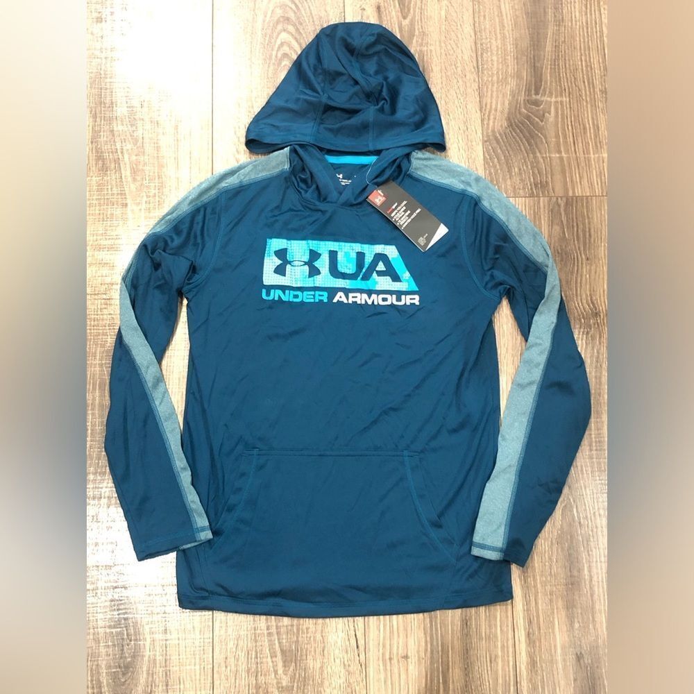 NEW Under Armour Boys Long Sleeve Shirt Size YXL Teal HeatGear Shirt